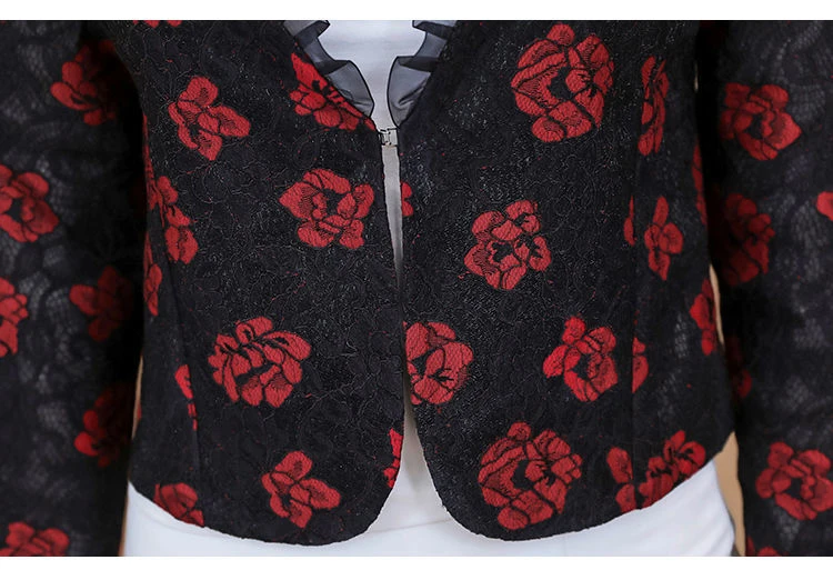 Женская куртка с длинным рукавом короткий кардиган принтом ажурная кружевная