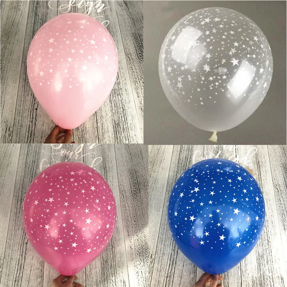 10 шт. дюймовые латексные воздушные шары с принтом звезд розовый синий прозрачный