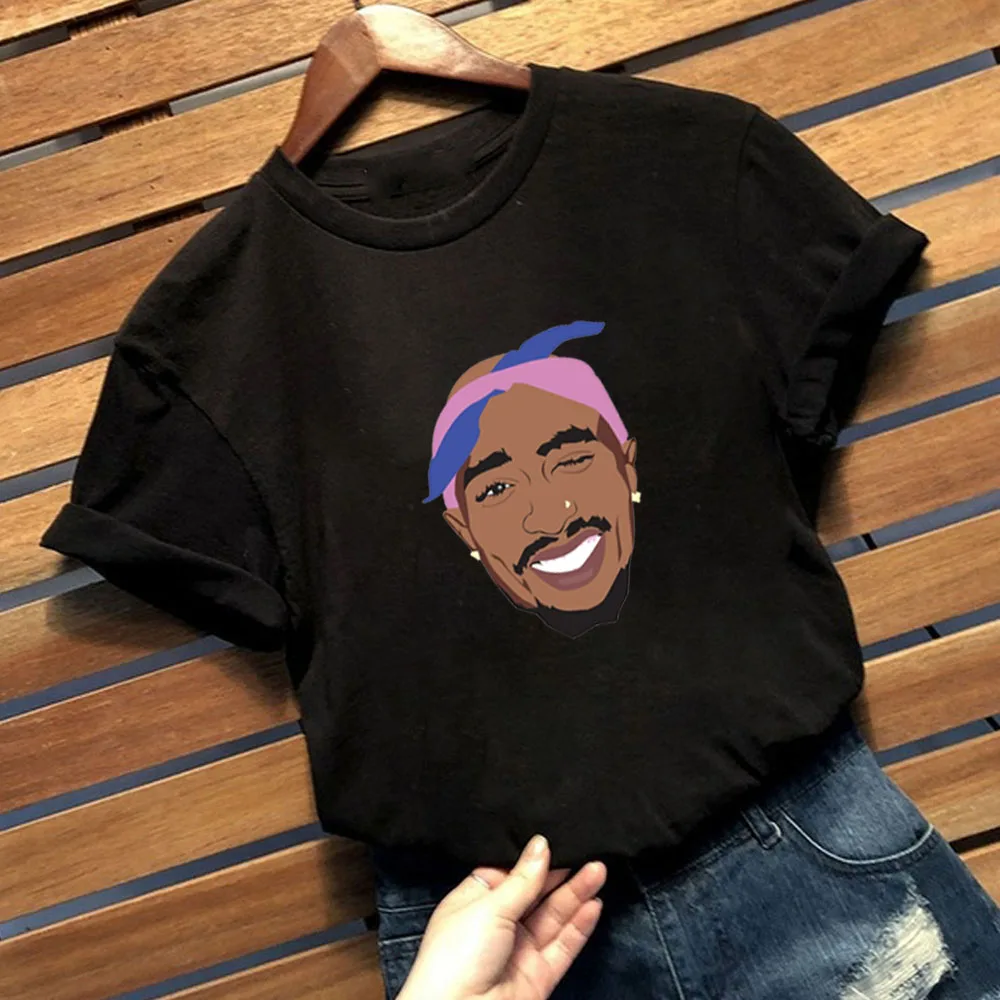 T-shirts-Camiseta con estampado de rapero 2 Pac para hombre y mujer, camisa de manga corta con cuello redondo, moda de verano 2021