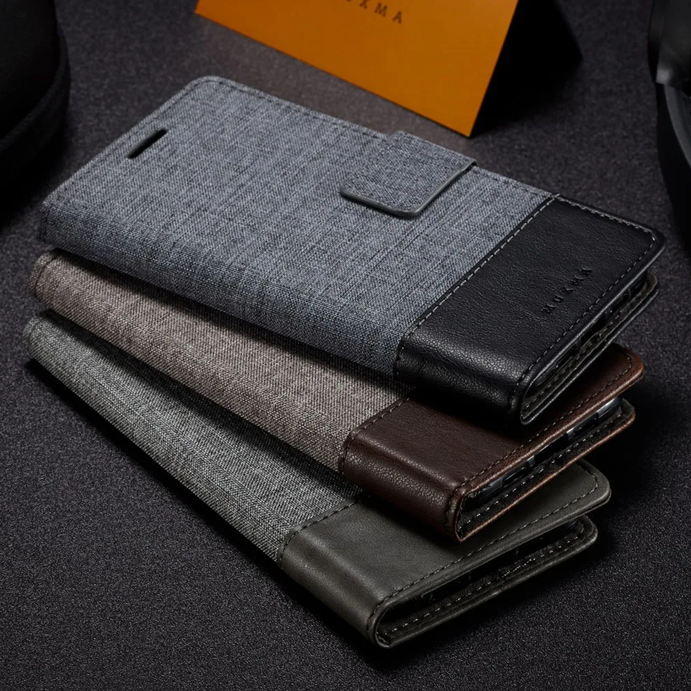 

For Samsung Galaxy S10 Lite 2020 Canvas Cloth Wallet Mix Color Card Slot Magnetic PU Leather Flip Case Cover Stand