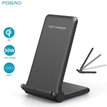 FDGAO Qi Wireless Charger Stand 30W Fast Charge for iPhone 13 12 11 XS XR X 8 Samsung S21 S20 S10 Note 20 Charging Dock Station