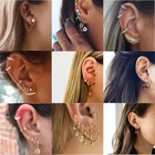 Серьги-гвоздики в богемном стиле с перьями, Луной и глазами