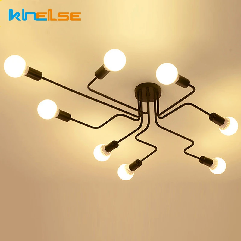 Винтажные железные кованые светодиодные потолочные светильники с 4/6/8 головками