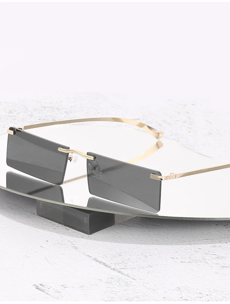 

VWKTUUN Rectangle Sunglasses Women Vintage Colorful Glasses Women UV400 Driving Driver Shades Rimless Sun glasses For Women