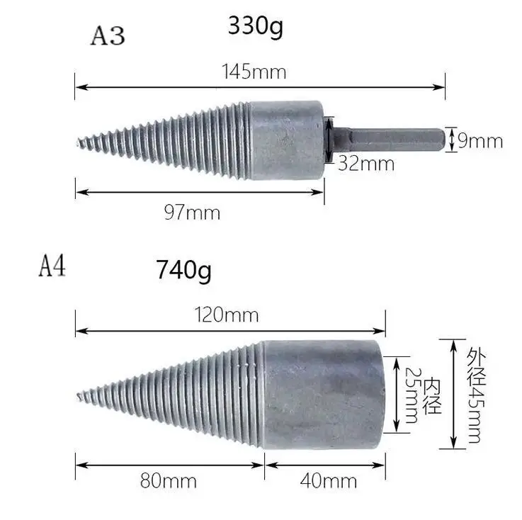 

Small Type Splitting Bit Fast Wood Splitting Rural Safe Wood Breaker Tool Efficient Splitting Wood Cone