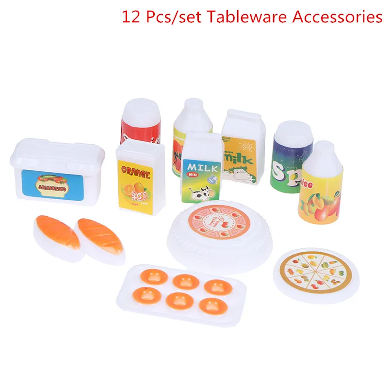 

12Pcs/Set Kawaii Doll House Drink Cola Milk Orange Juice Kitchen Bar Food Play Tableware Toy Doll Accessories
