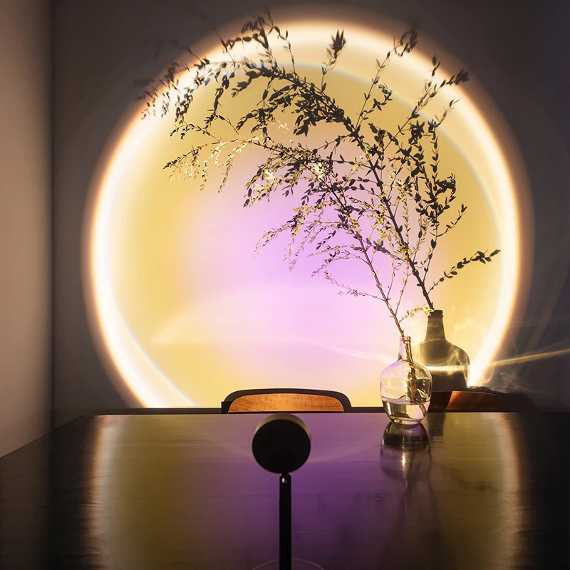 Светодиодный проектор атмосферы заката Радужный ночник с USB проекционный