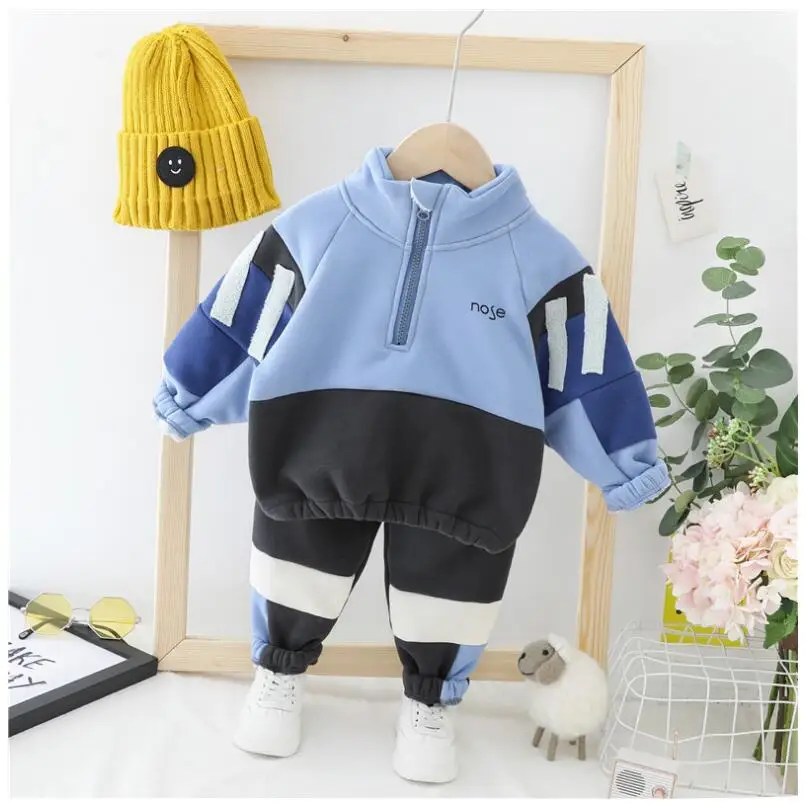 Детский костюм для младенцев комплект одежды из плюшевого пальто и брюк