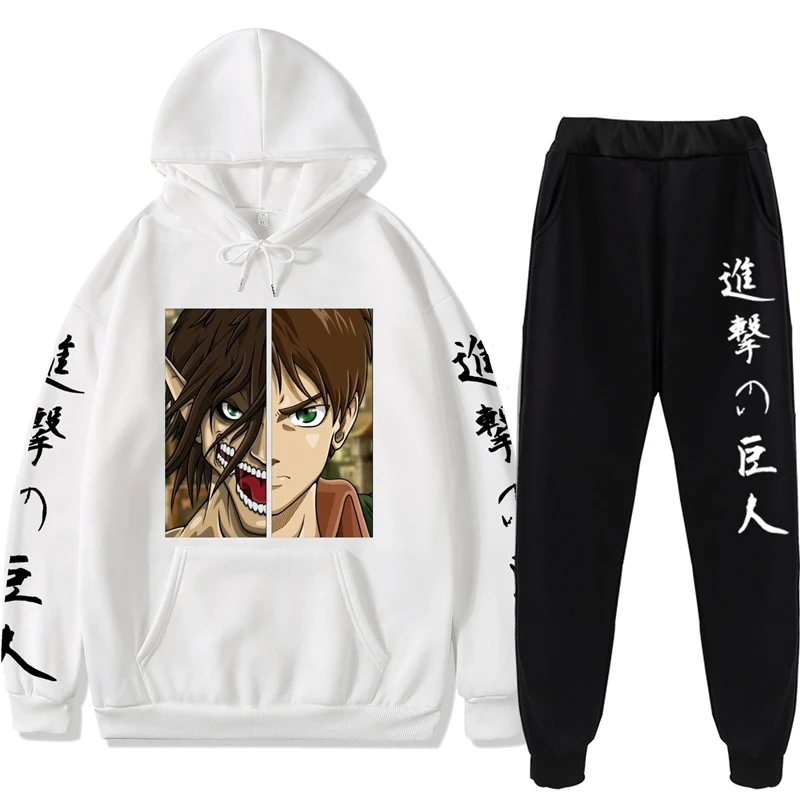 

Men's/Women's Casual Hoodies Sets Streetwear Trendy Anime Print Pullover 2-Piece Set Harajuku Autumn/Winter Sports Set