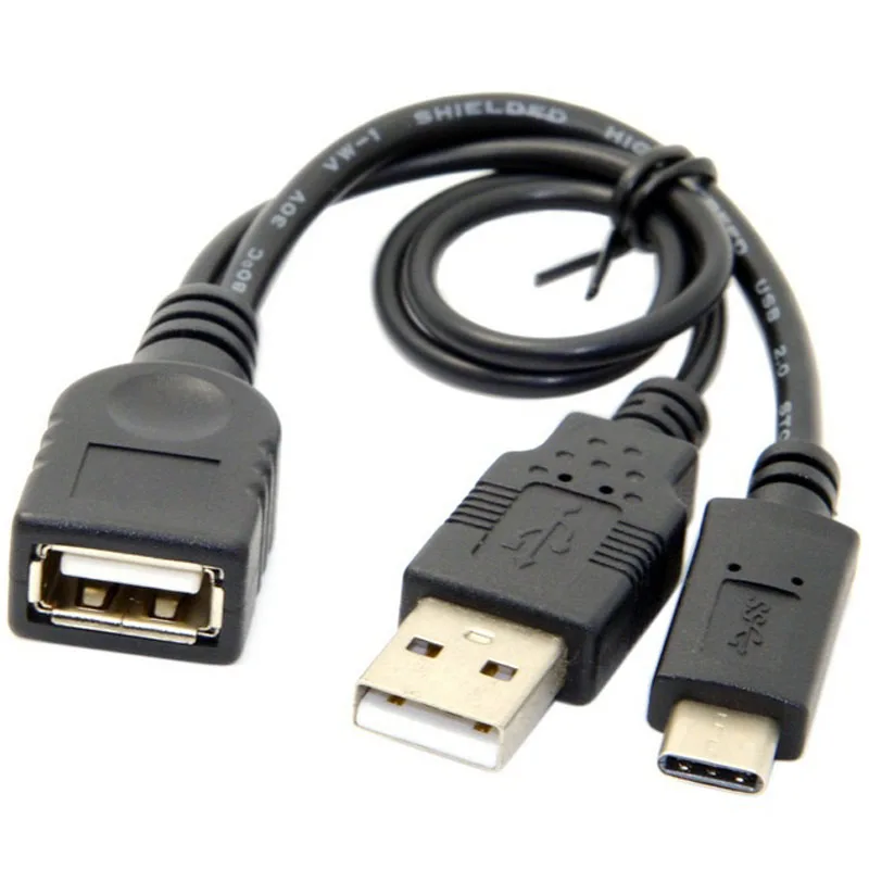 Черная ТВ мини-подушка от 1 до 2 OTG телефон i9100 i9220 i930 USB-Type C мужской удлинитель