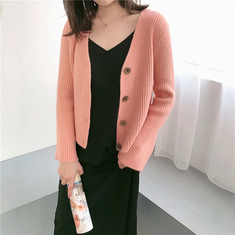 Knitted Sweater Coat Long Sleeve Casual V-Neck solid color green Cardigans womens ugly christmas sweater winter dresses women |