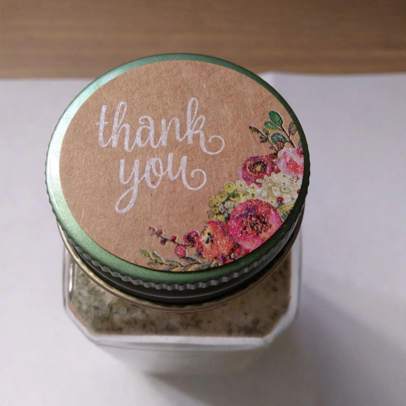 Милые прозрачные Цветочные наклейки с надписью Thank You цветок круглые для визитки