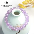 Женский браслет из драгоценных камней JD, растягивающийся браслет с натуральными гранями и круглыми аметистами, энергия светло-фиолетового цвета, подарок на Рождество