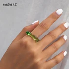 IngeSight.Z 7 цветов акриловые уксусной кислоты Геометрические Квадратные Кольца на пальцы фаланги женский Радуга смолы кольца на указательный палец ювелирное изделие