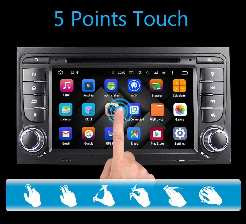 Eunavi автомобильный DVD мультимедийный плеер Android 9 gps авто радио 2 Din 7 дюймов для AUDI A4