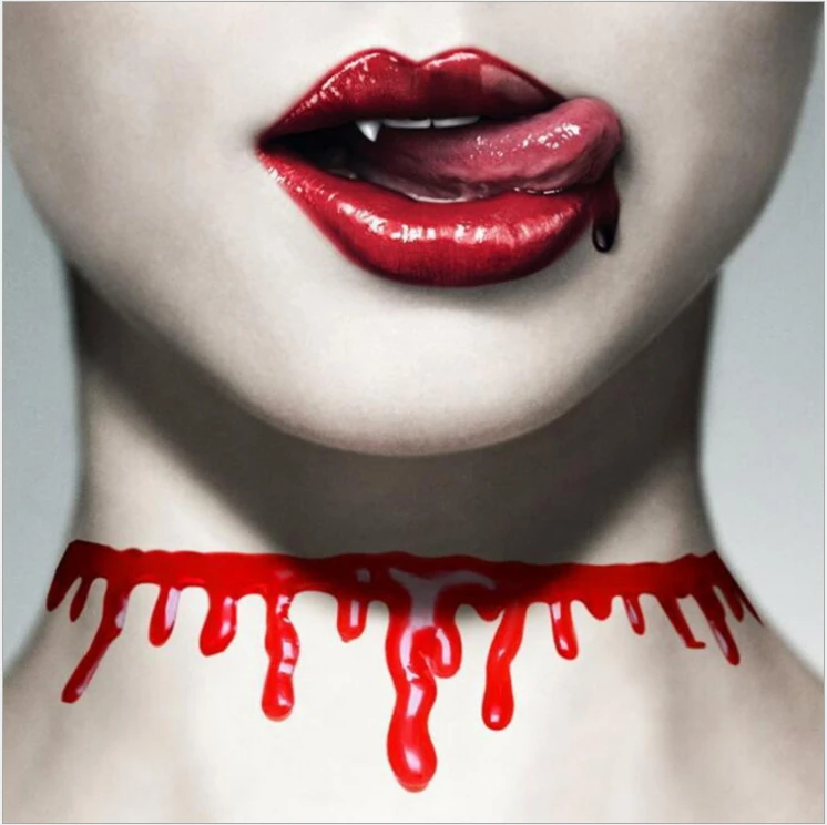 Украшение на Хэллоуин красное ожерелье чокер с кровью эластичное винтажное