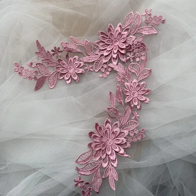 2 пары = 4 штуки разноцветные цветочные 3D кружевные аппликации вышитые нашивки