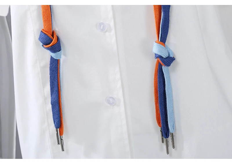 

[EAM] Women White Big Size Pocket Asymmetrical Blouse New Lapel Short Sleeve Loose Fit Shirt Fashion Spring Summer 2021 1DD7003