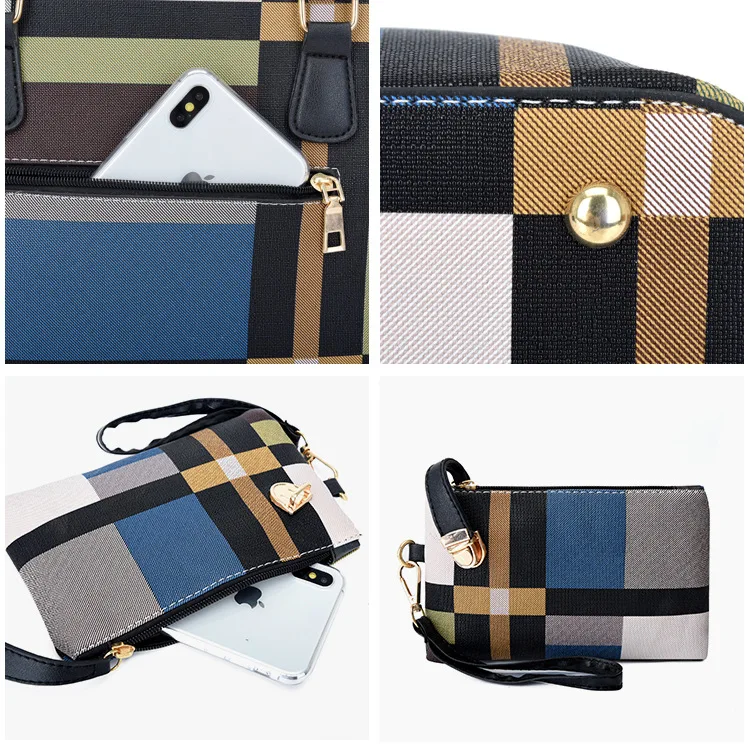 SMOOZA Luxury Handbags 2021 Plaid Women's Bags Designer Tassel Purses And Shoulder Bag Set 4 PCS/Set Female Bolsa Feminina | Багаж и