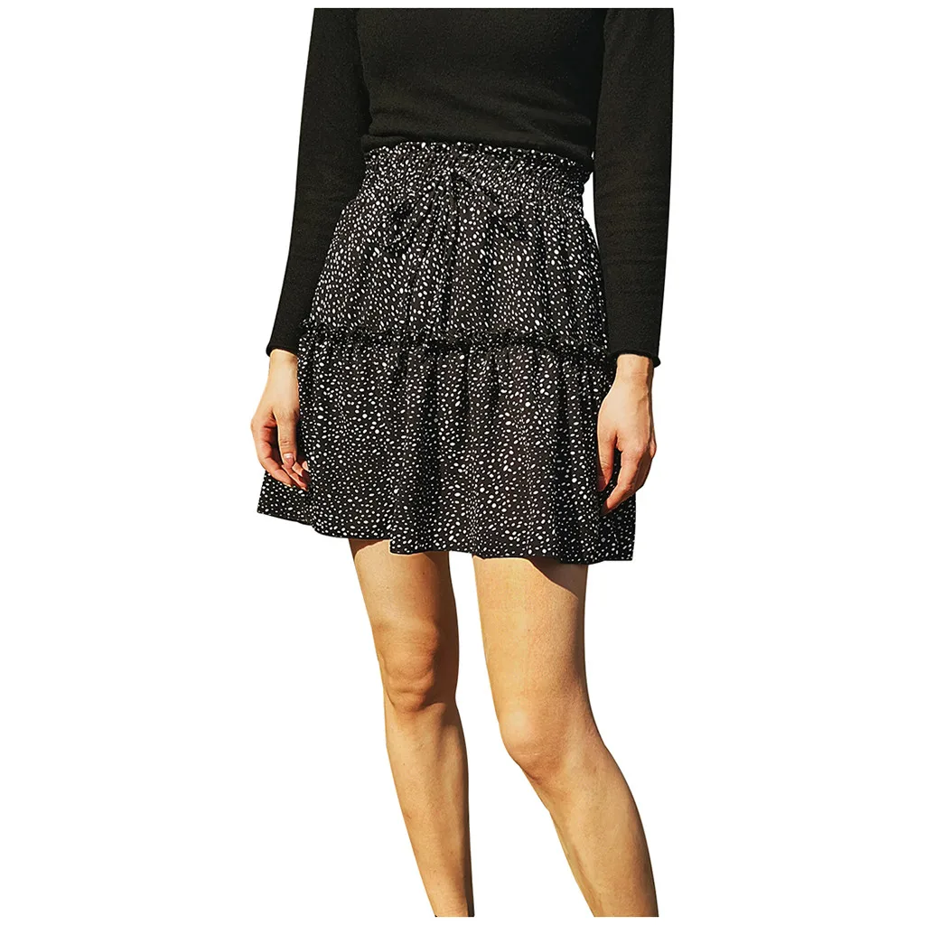 Женская Повседневная юбка в горошек богемная женская шифоновая плиссированная