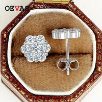 oevas 100 925 sterling silver real 3mm moissanite stud earrings for women sparkling wedding party fine jewelry gifts wholesale
