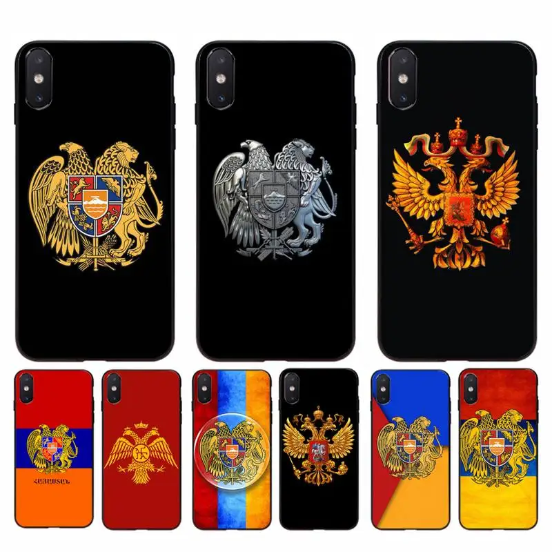 

YNDFCNB Armenia russia Flag coat of arms Soft Rubber Phone Cover for iphone 11 Pro Max X XS MAX 6 6s 7 8 plus 5 5S 5SE XR SE2020