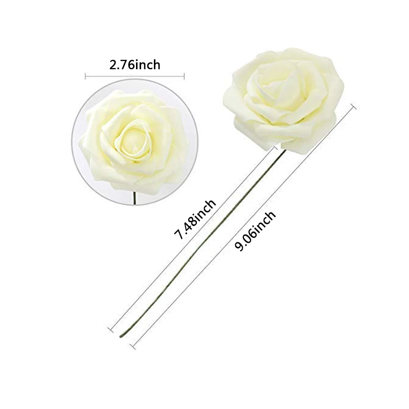 10 голов 7 см искусственные из ПЭ пены розы Букет невесты Роза со стеблем домашний