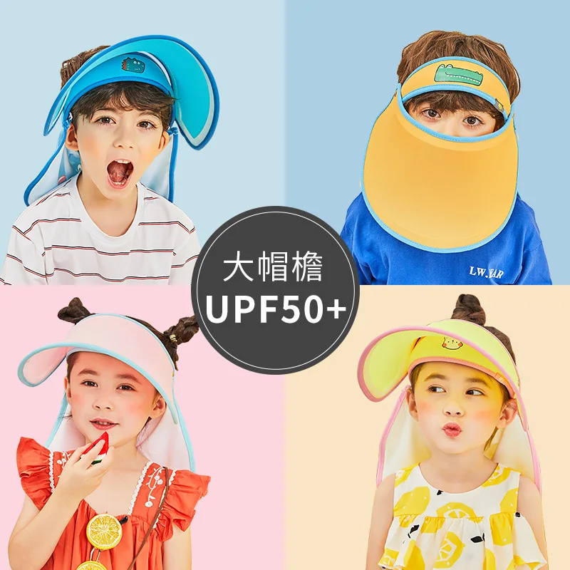 

Children hat kids sunscreen cartoon summer solid color big brimmed hat baby sun hat cute hats for women