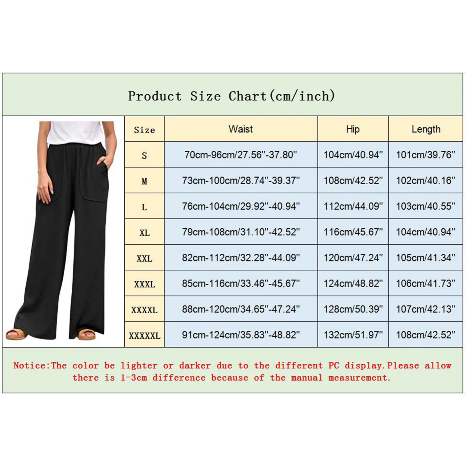 

Fashion Summer Pants Plus Size Women Casual Solid Cotton Linen Pockets Loose Drawstring Elastic Waist Long Wide Leg Trousers New