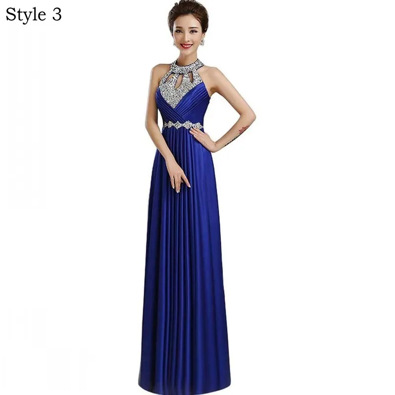 [Clearance Sale] Chiffon Long Evening Dress Formal Dresses Evening Gown Elegant Beaded Boidce with Zipper Back - Цвет: Style 3