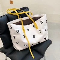 casual fashion tote bags for women leather large capacity handbag female designer number shoulder bags travel hand bag woman bag