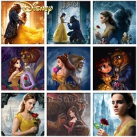 5d diy diamond painting beauty and the beast 2 full circle square disney embroidery mosaic cross stitch kit picture home decor
