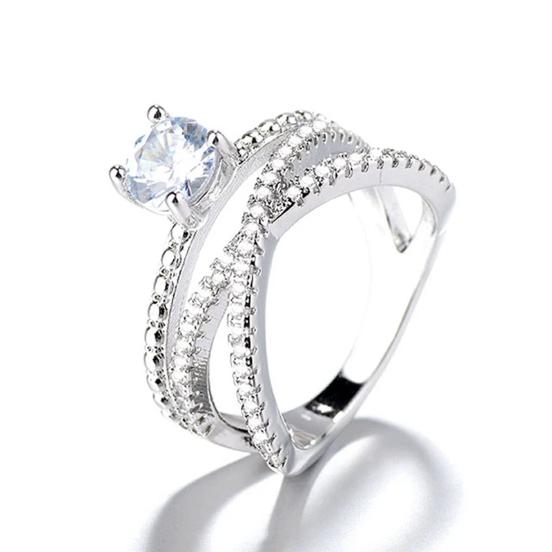 Новое блестящее кольцо с имитацией сердца из циркония двойной обмоткой