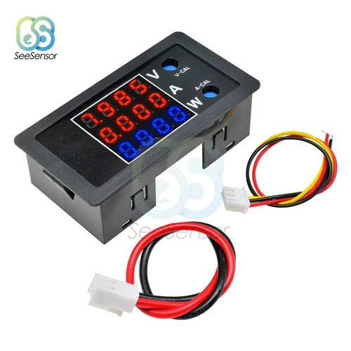 Red Red Blue DC 0-100 в 10A 1000 Вт 0,2" ЖК-дисплей 4 цифровой вольтметр Амперметр ваттметр Высокая точность Напряжение Ток измеритель мощности тестер детектор - Цвет: Red Red Blue