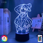 Светодиодный ночник с аниме 3d KonoSuba Aqua, светильник для детей, подарок на день рождения, декоративсветильник освещение для спальни, прикроватный светильник для манги, 3d лампа