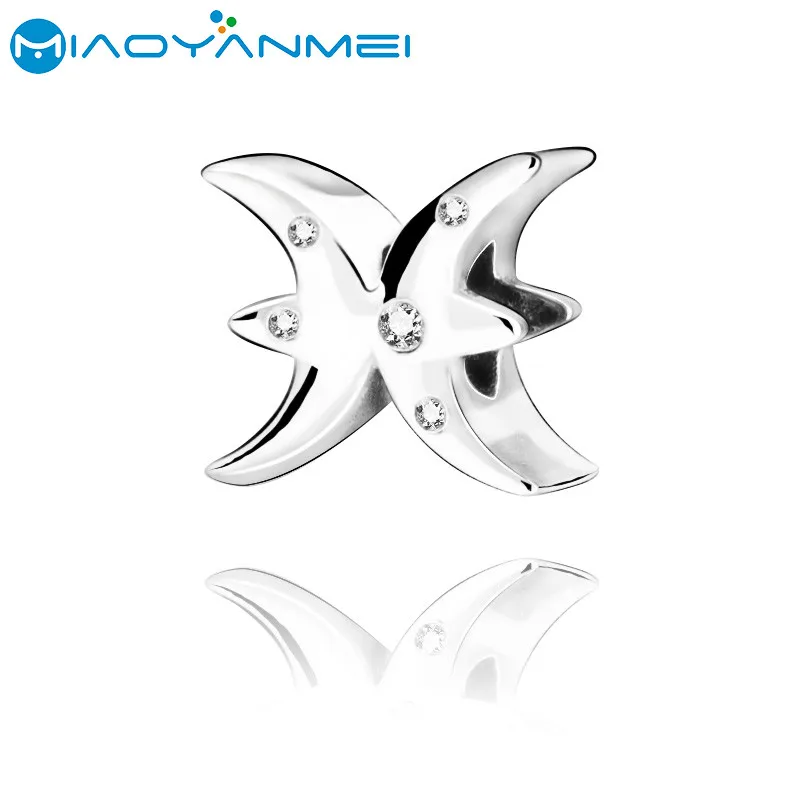 Новый 100% серебряные бусины 925 пробы сверкающие зодиака очаровательный подрходит