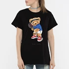 Футболка BLINGPAW с графическим рисунком, Футболка Тедди мишка для тенниса, жесткая Футболка с принтом букв, белая хлопковая футболка унисекс, летние футболки