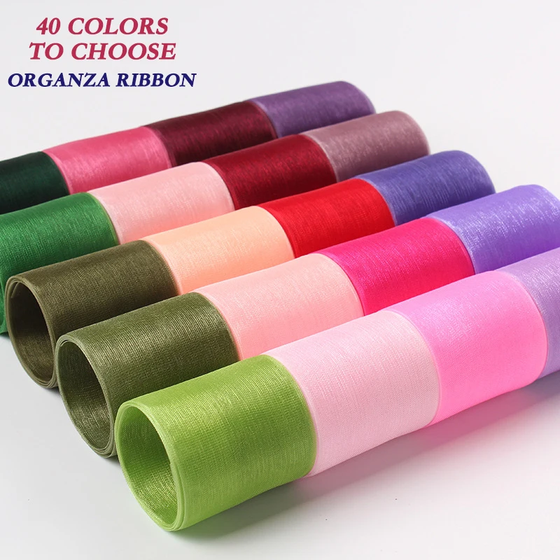 200 ярдов/рулон шифоновая Прозрачная Шелковая лента из органзы сатиновая