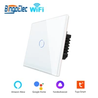 bingoelec tuya wifi smart light switch with luxuray glass panel touch sensor smart wall switch voice work with alexa yandex