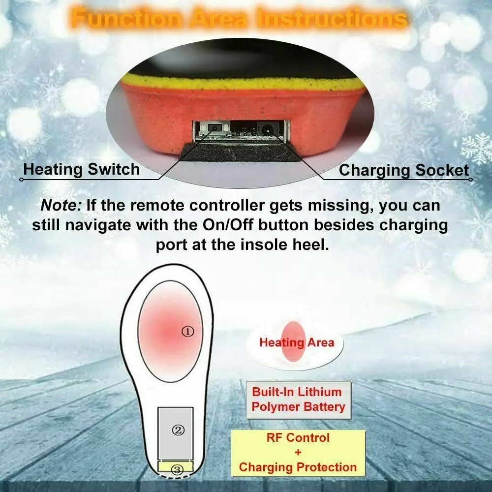 

Rechargeable Heated Insoles Built In Battery Outdoor Sports Hunting Foot Warmer Breathable Electrically Heated Shoes Pad Insert