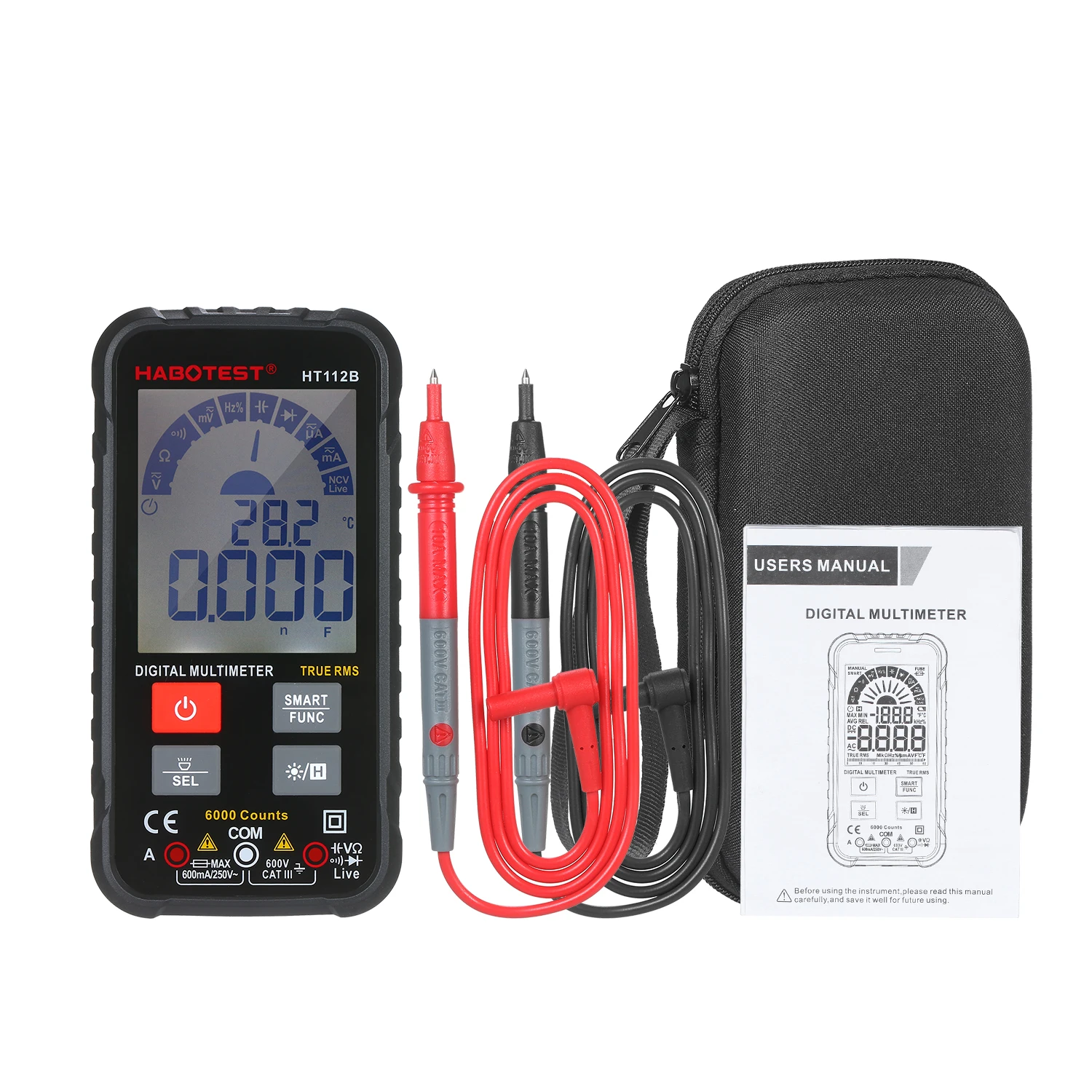 Интеллектуальный цифровой мультиметр HABOTEST HT112B поколения 600 В сделай сам Ом