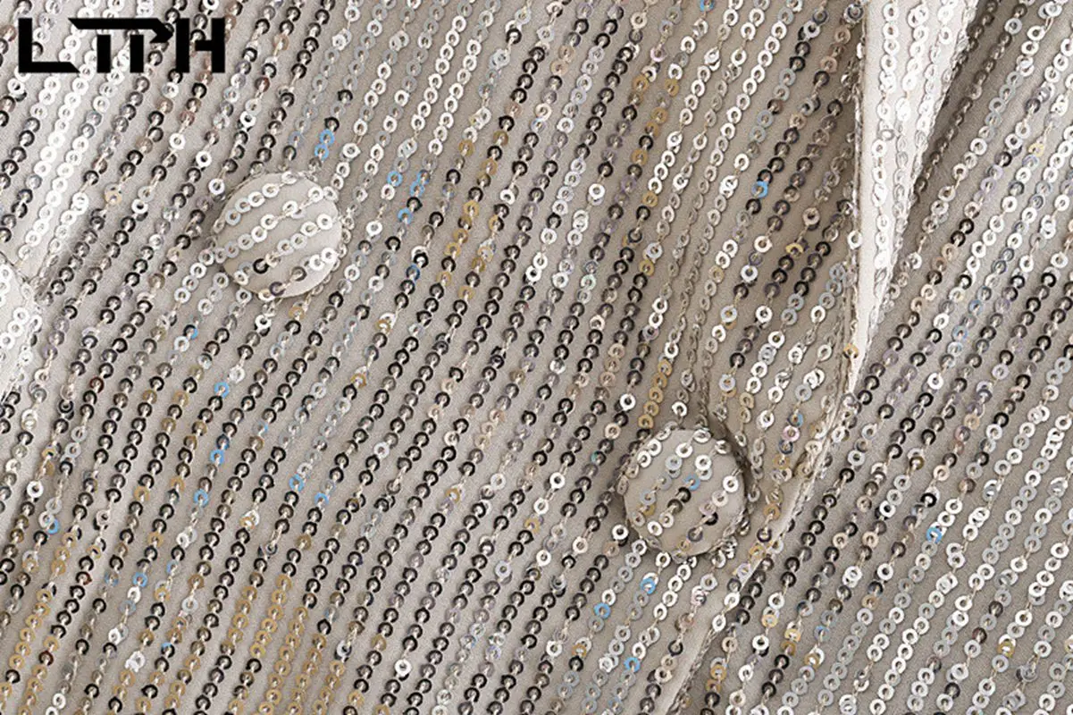 LTPH-Chaqueta informal holgada de lentejuelas para mujer, traje largo vintage para fiesta, chaqueta elegante, primavera 2021