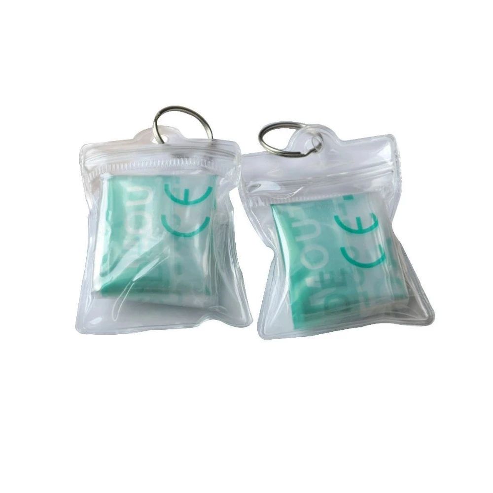 100Pcs/Lot Portable CPR Resuscitator CPR Protection Face Shield PVC CPR Barrier Keychain Emergency Training Kit Health Care