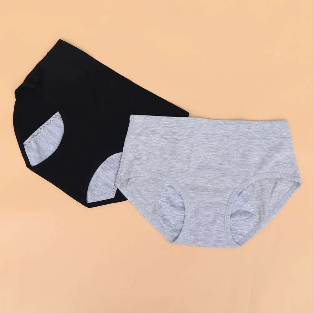 

4Pcs Womens Menstrual Underpants Period Briefs Teen Girls Leak Underpants Size 2XL (2pcs Black and 2pcs Grey)