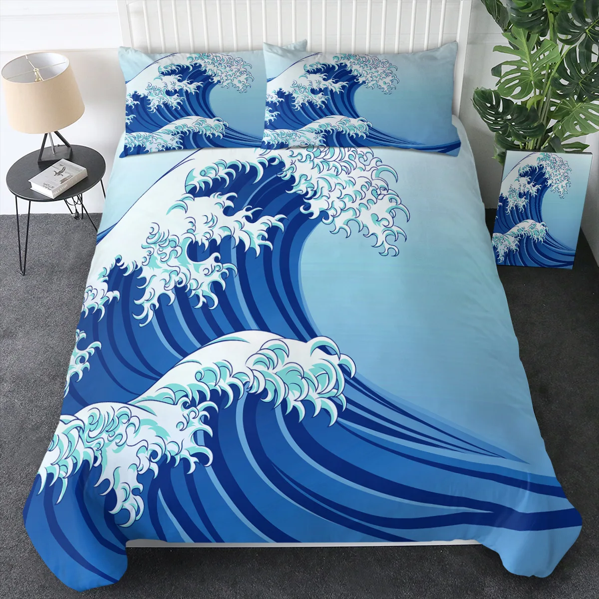 3D Blue Sea Waves Bedding Set Comforter Cover Polyester Fabric Duvet For Home Hotel Decoration Quilt Pillowcase | Дом и сад
