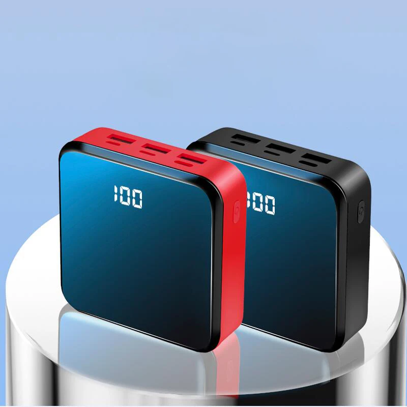 Мини Внешний аккумулятор 20000 мАч 3USB зеркальный экран светодиодный дисплей