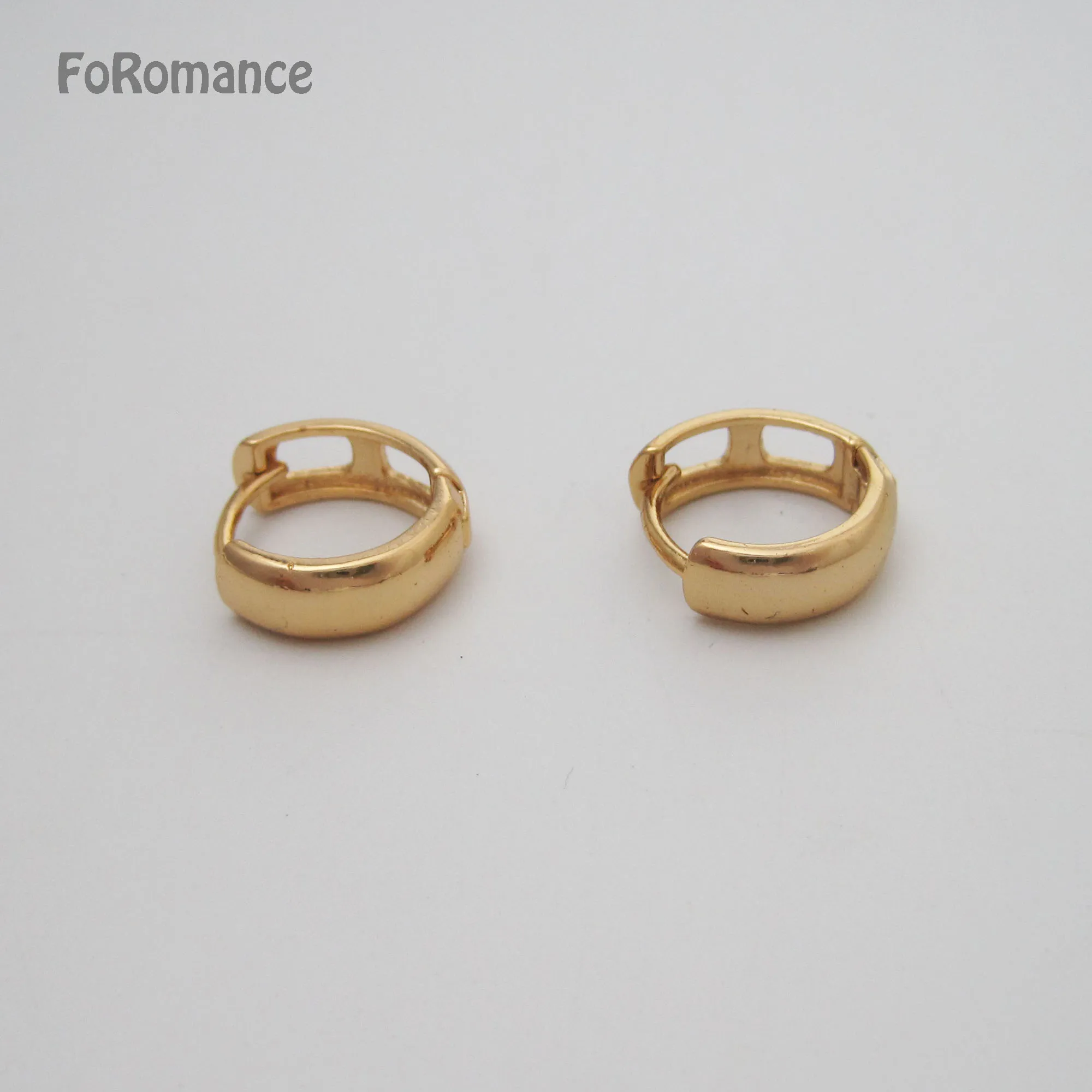 Серьги-кольца FoRomance HUGGIE с покрытием из желтого золота 13 мм ширина 5