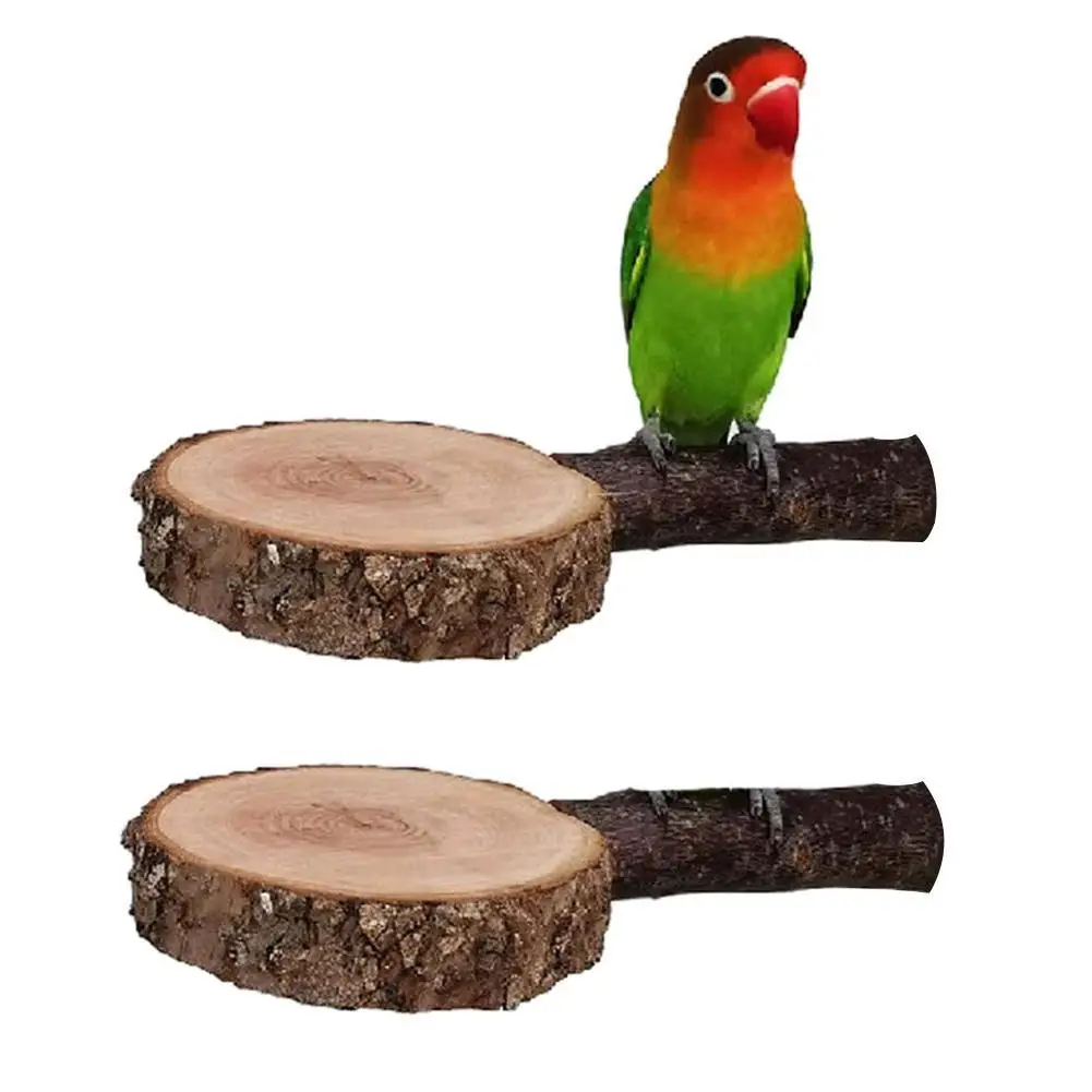 

2Pcs Pet Bird Parrot Cage Wood Perch Stand Playground Platform Training Chew Toy Bird Supplies Toy
