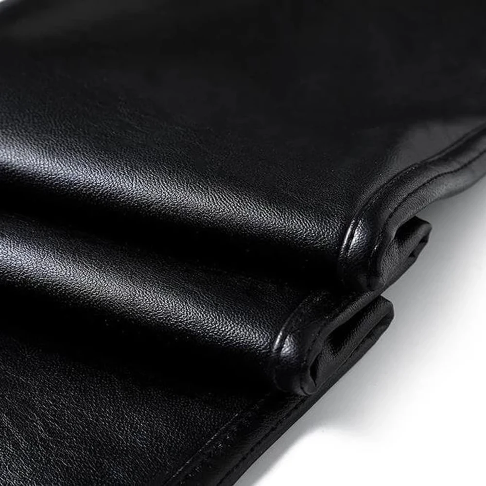 

BabYoung Four Ways Stretchable High Waist Leather Pants with Fleece Lined Winter Warm Zipper Fly Faux Leather Leggings
