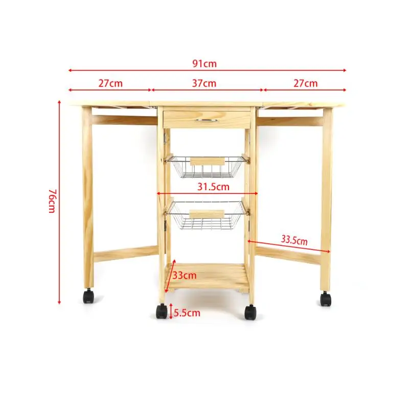 

Folding Table Shelf Wood Color Portable Durable Shelf Storage Basket Smooth Surface Household Kitchen Office Storage Rack HWC